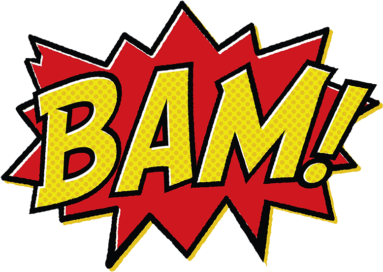 Comic Style B A M Explosion PNG image