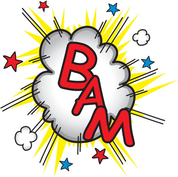 Comic Style B A M Explosion PNG image