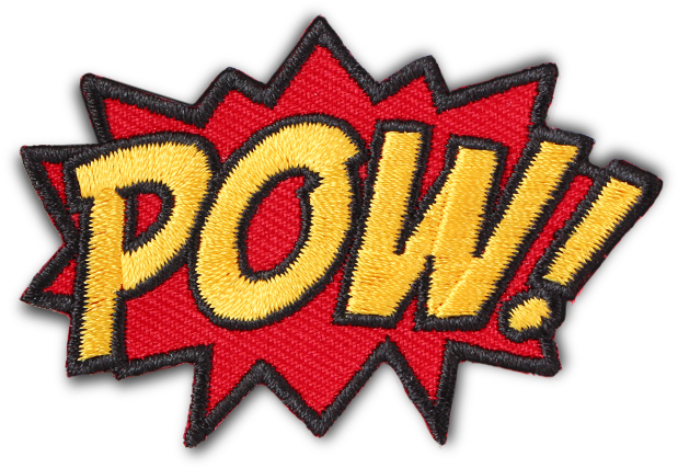 Comic Style P O W Patch PNG image