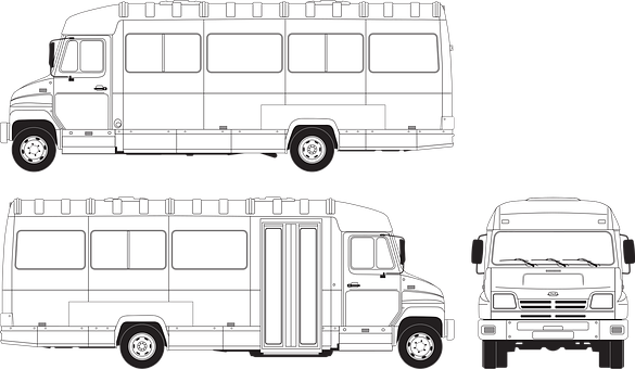 Commercial Bus Blueprints Vector PNG image