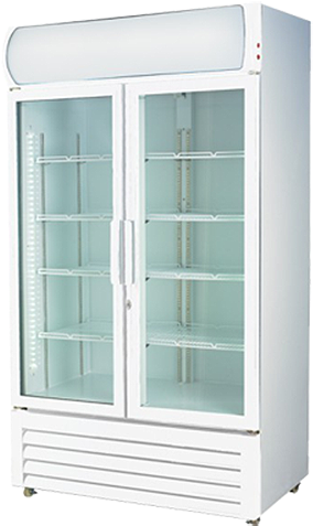 Commercial Display Refrigerator Double Glass Doors PNG image