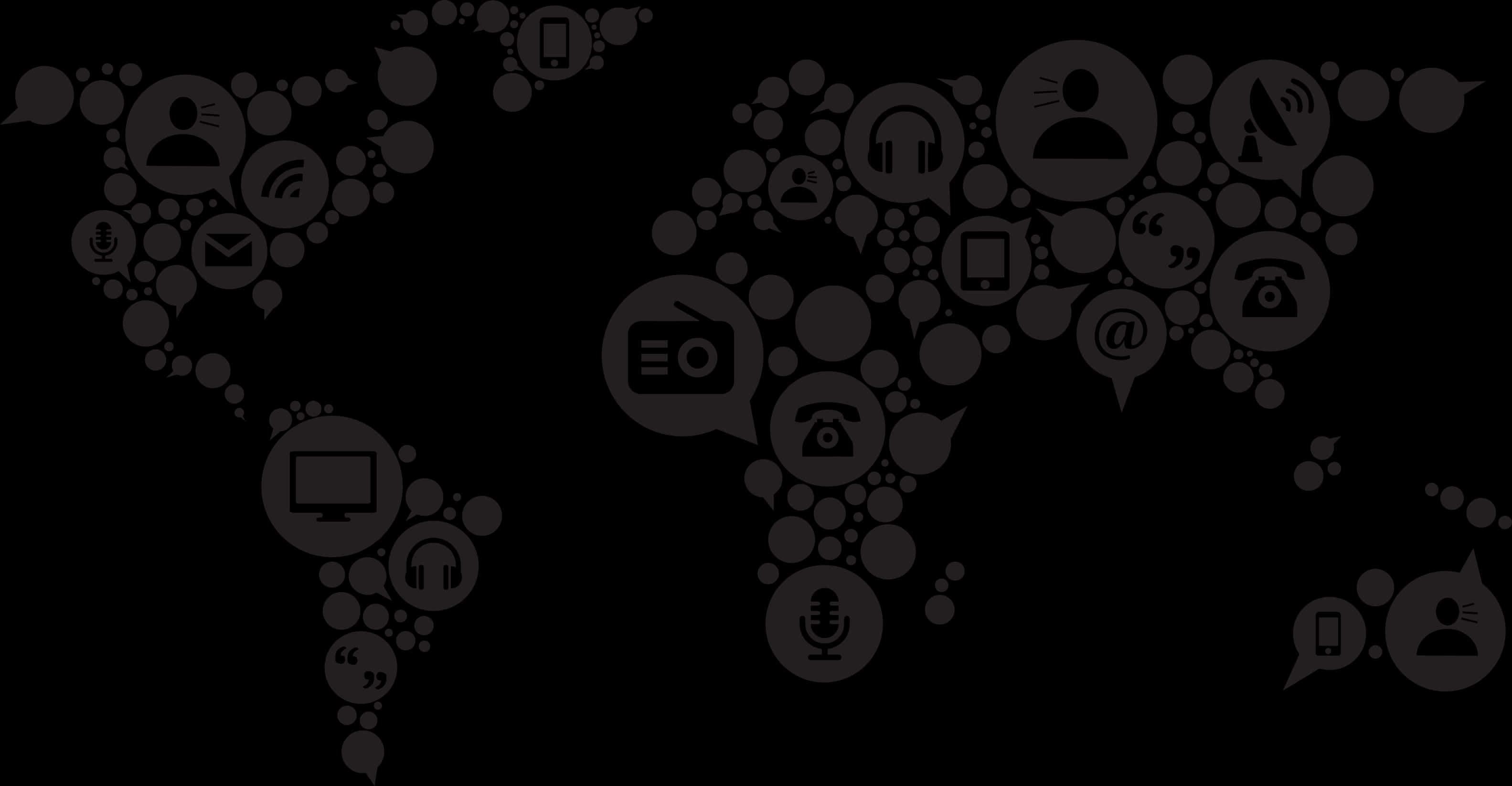 Communication Icons World Map PNG image