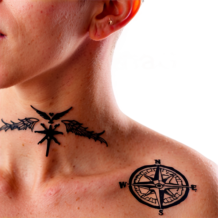 Compass Neck Tattoo Displays Png 06122024 PNG image