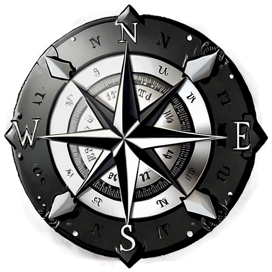 Compass Rose In Black And White Png 05252024 PNG image