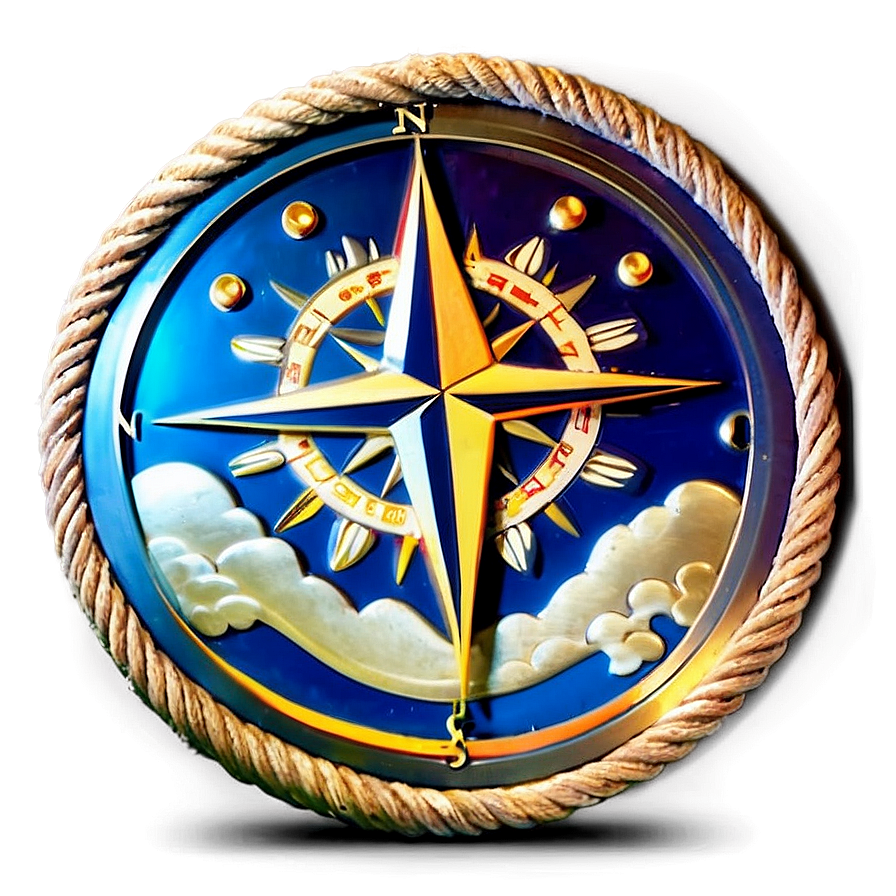 Compass With Rope Border Png Pgk PNG image
