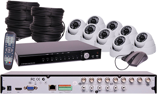 Complete C C T V Security System Setup PNG image