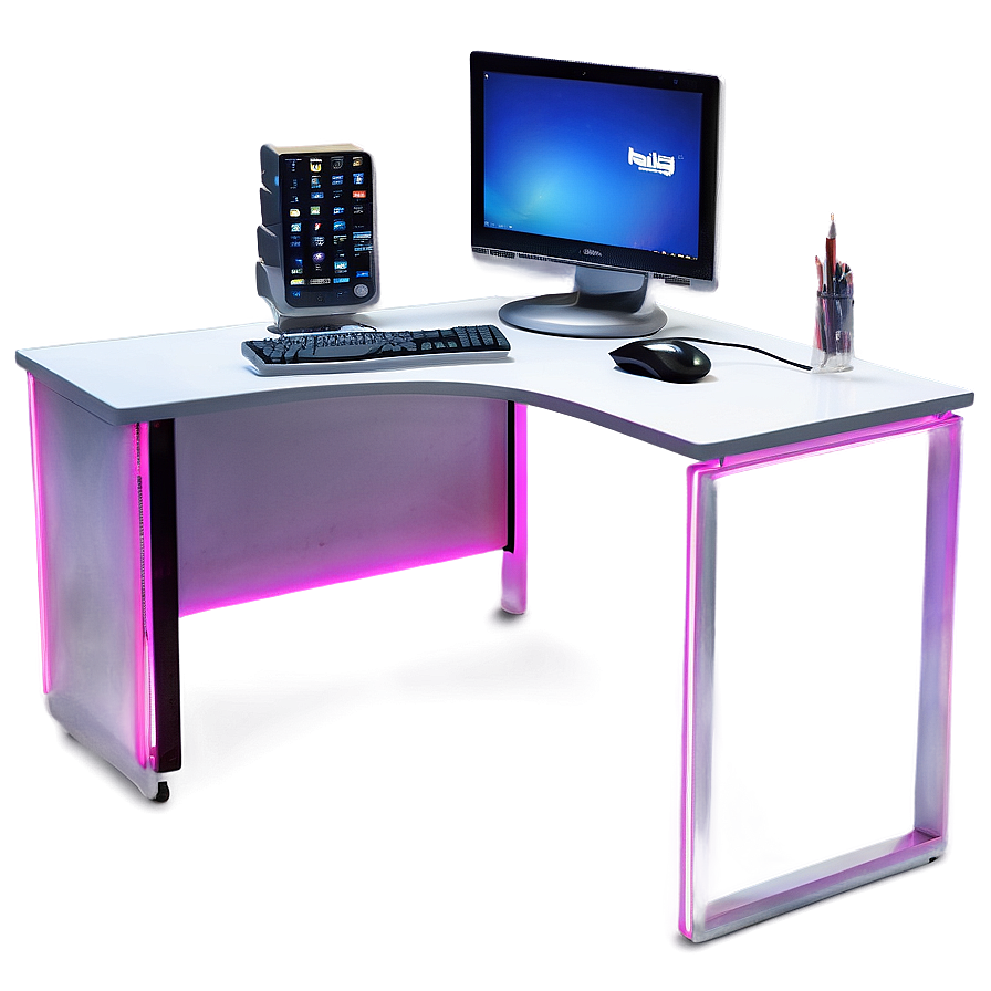 Computer Desk With Led Lights Png 06262024 PNG image