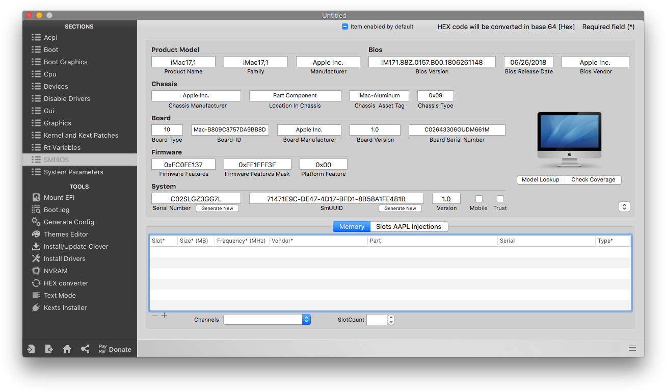 Computer Hardware Configuration Tool Screenshot PNG image