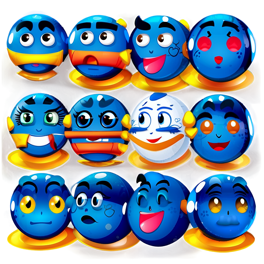 Conceptual Blue Emojis Png Pack Gcw PNG image