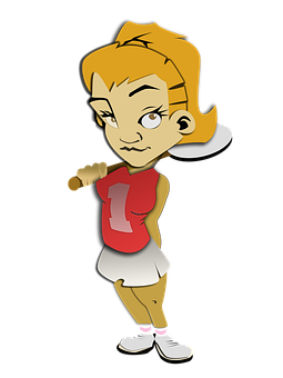 Confident Animated Girl Baseball Player PNG image