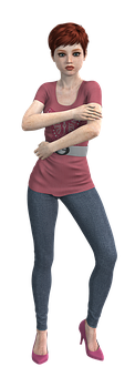 Confident Animated Woman Pose PNG image