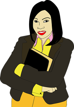 Confident Businesswoman Holding Book PNG image