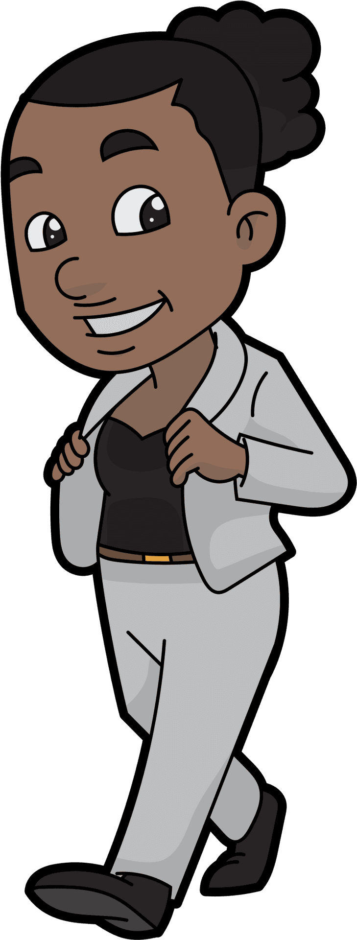 Confident Cartoon Businesswoman Walking PNG image