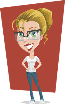 Confident Cartoon Girl Character PNG image