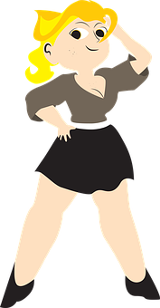 Confident Cartoon Girl Pose PNG image