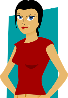 Confident Cartoon Girl Vector PNG image