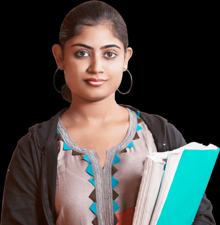 Confident Indian Studentwith Books PNG image