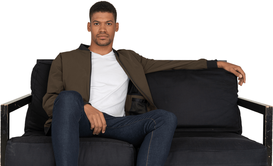 Confident Man Sittingon Sofa PNG image