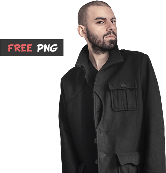Confident Manin Black Coat PNG image