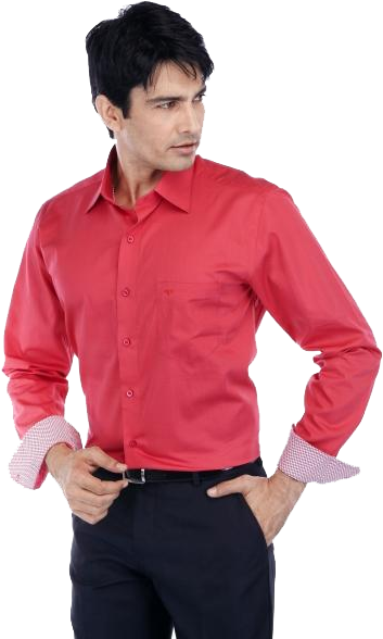 Confident Manin Red Shirt PNG image