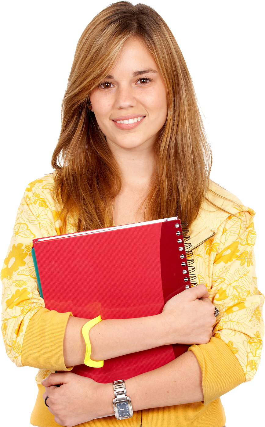 Confident Studentwith Notebooks PNG image