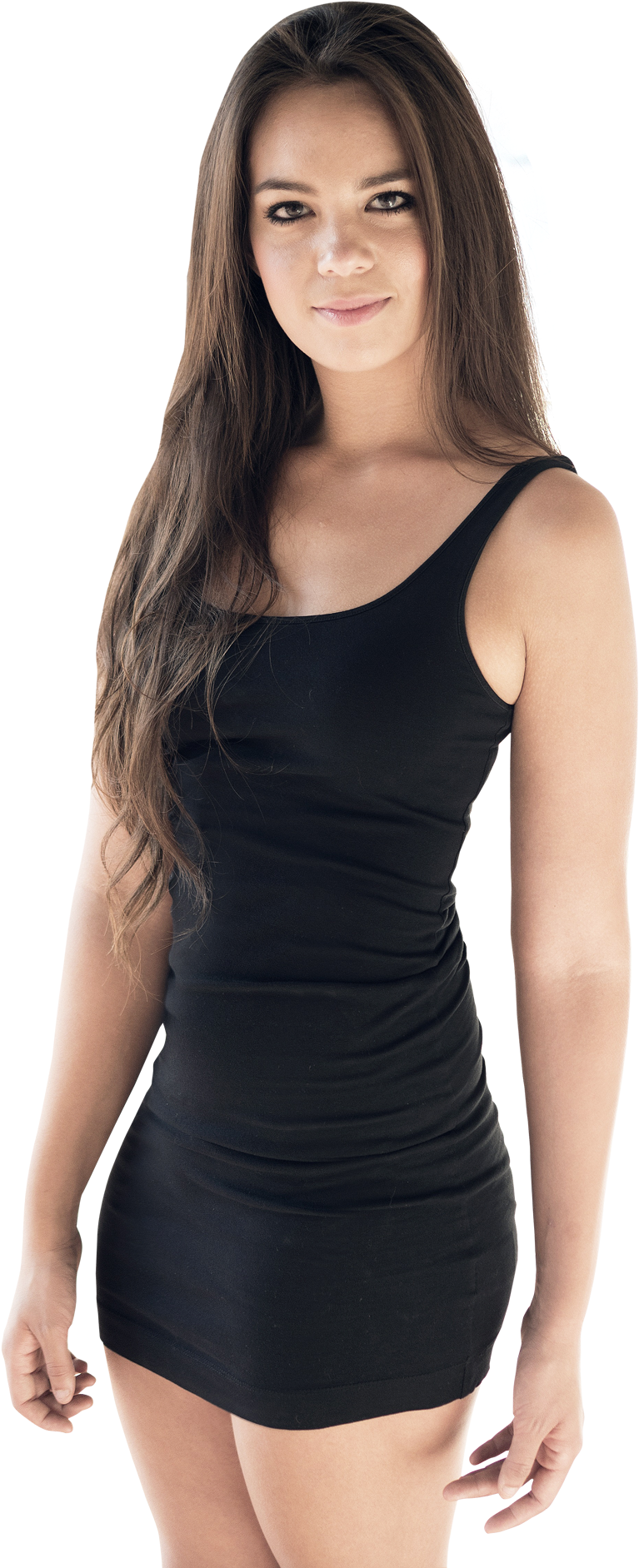 Confident Womanin Black Dress PNG image