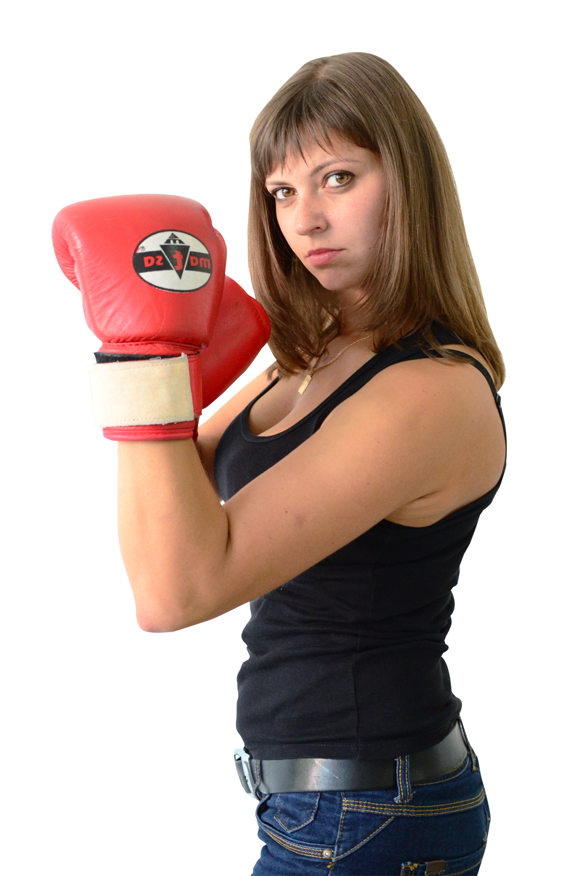Confident Womanwith Boxing Gloves PNG image