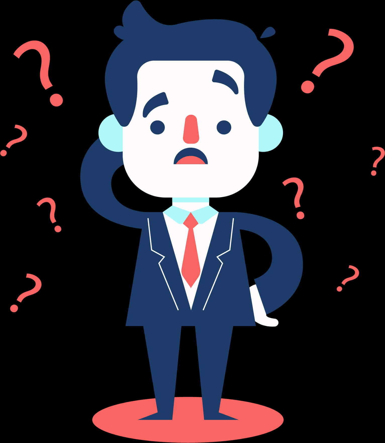 Confused Businessman Cartoon Clipart PNG image