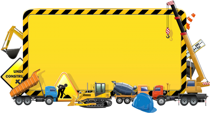 Construction Vehiclesand Equipment Banner PNG image