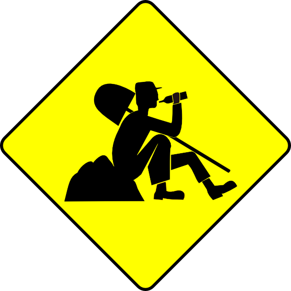 Construction Worker Digging Sign PNG image