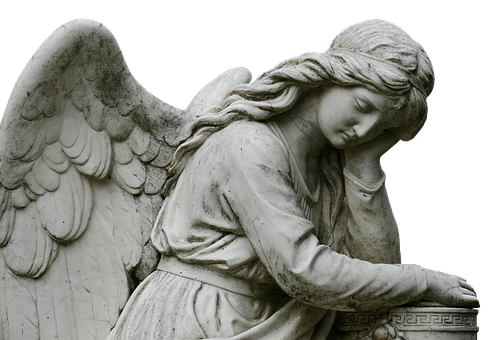 Contemplative Angel Statue PNG image