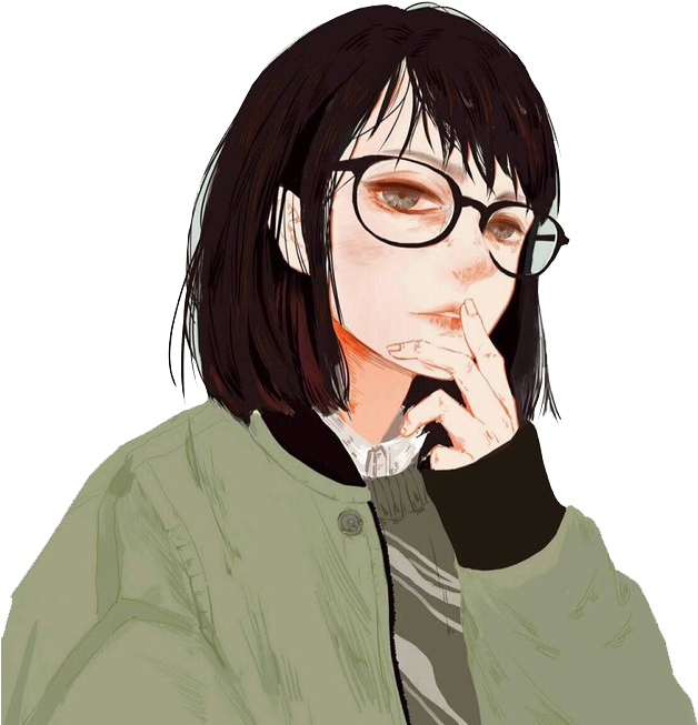 Contemplative Anime Characterwith Bangs PNG image