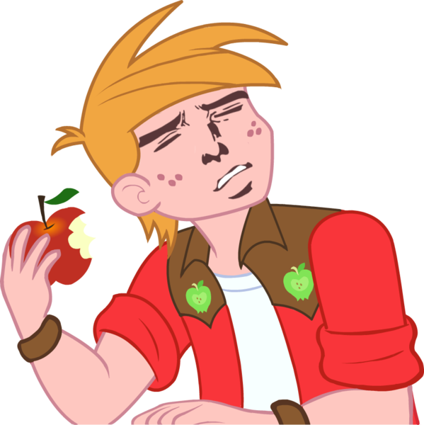 Contemplative Cartoon Characterwith Apple PNG image