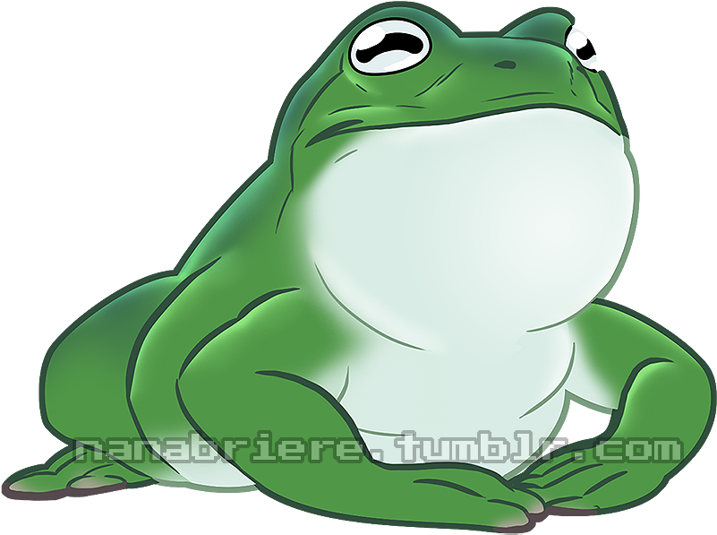 Contemplative Cartoon Frog PNG image