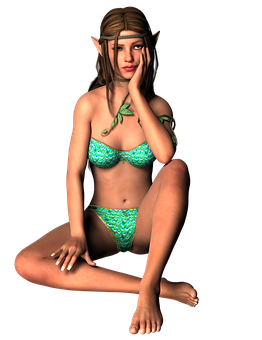 Contemplative_ Elf_ Fantasy_ Render PNG image