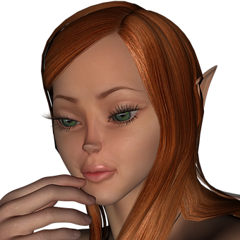 Contemplative Elf Portrait PNG image