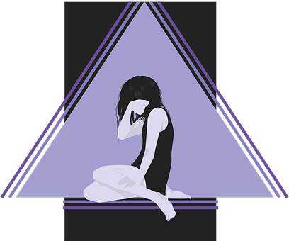 Contemplative Girlin Triangle Frame PNG image
