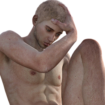 Contemplative_ Man_ Digital_ Art PNG image