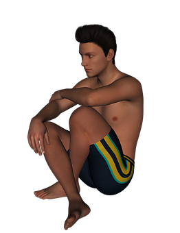 Contemplative Man3 D Render PNG image