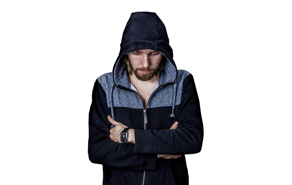 Contemplative Manin Hoodie PNG image