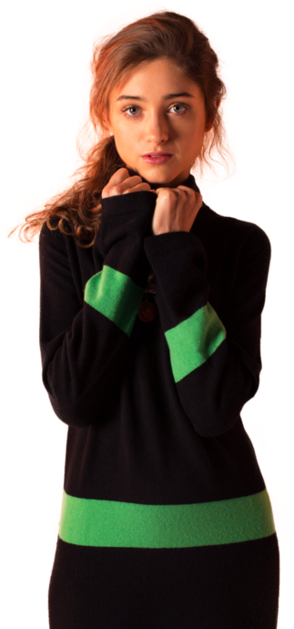 Contemplative Young Womanin Black Sweater PNG image