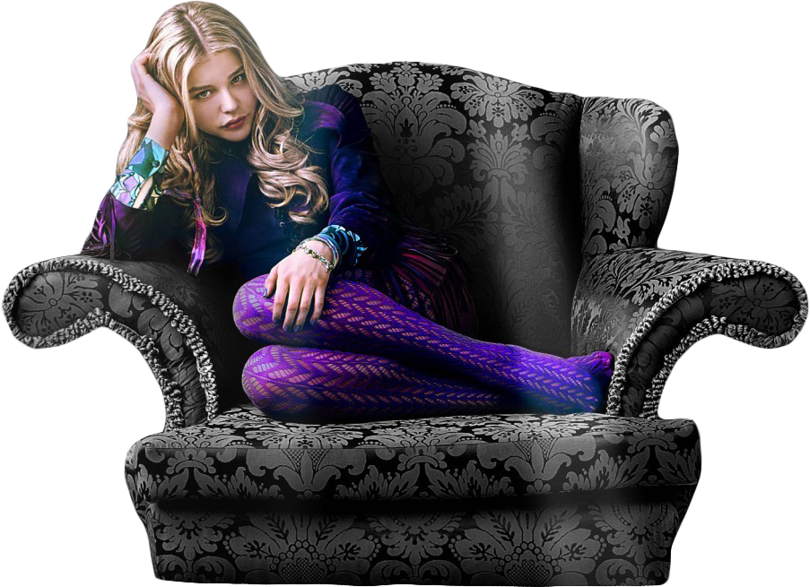 Contemplative Young Womanon Ornate Chair PNG image
