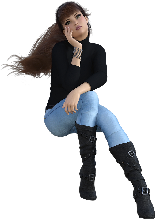 Contemplative3 D Character Sitting PNG image