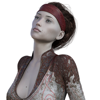 Contemplative3 D Rendered Woman PNG image