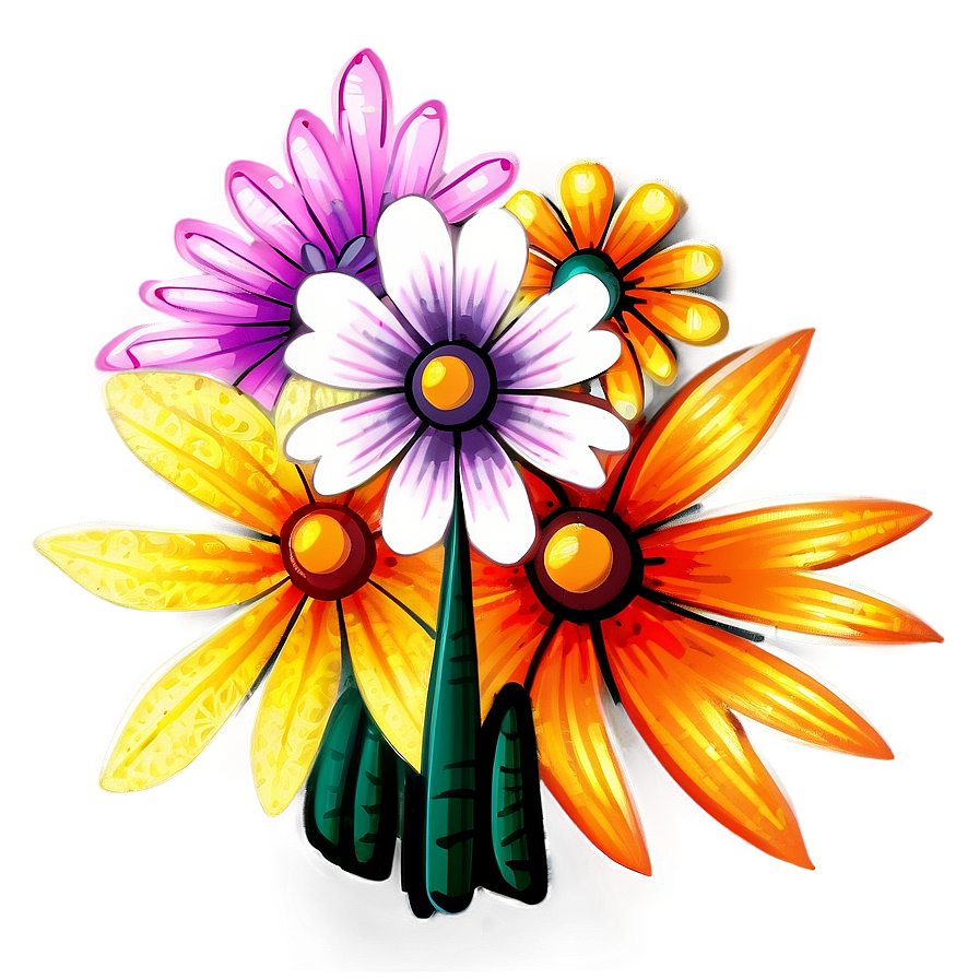 Contemporary Flower Doodle Png 06272024 PNG image