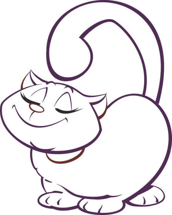 Contented Cartoon Cat Drawing PNG image
