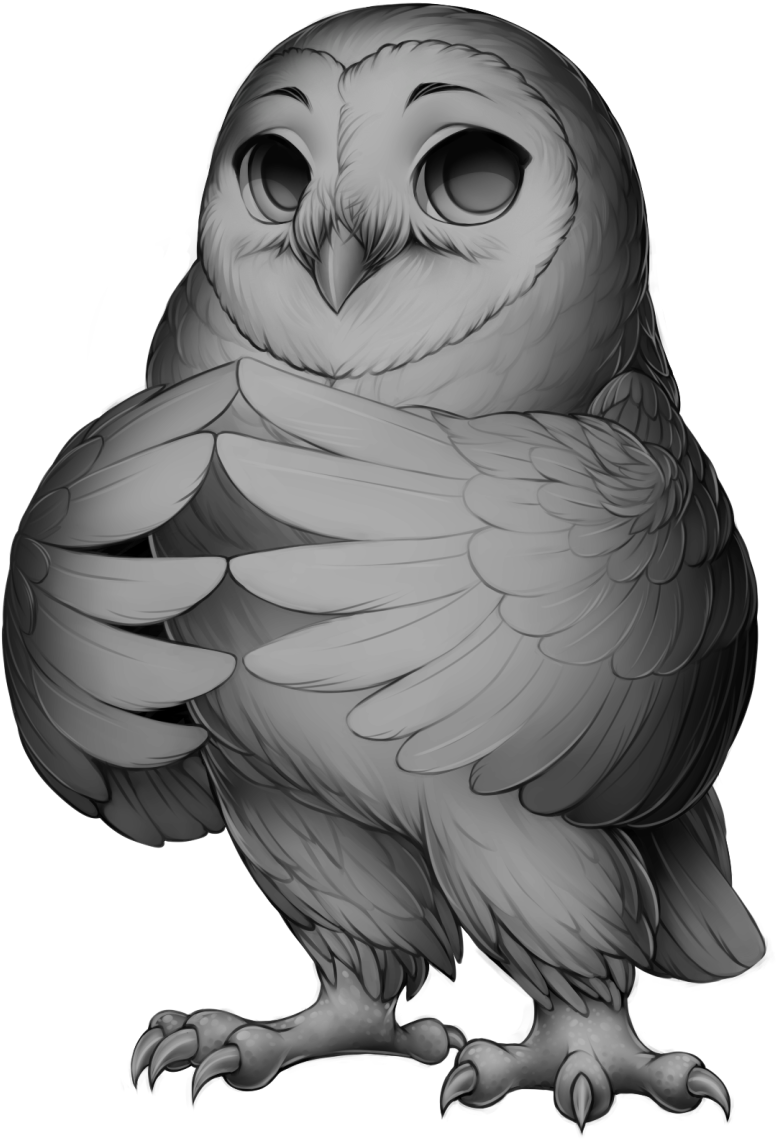 Contented Grey Owl Illustration PNG image