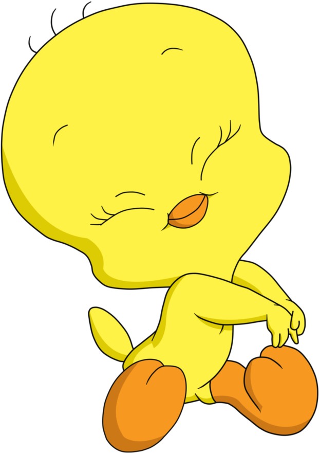 Contented Yellow Bird Cartoon Character PNG image