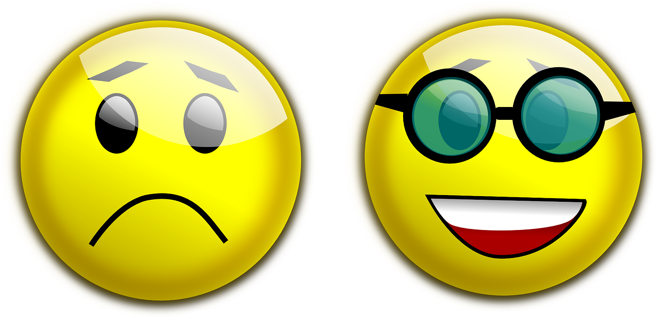 Contrasting Emoticons Sad Happy PNG image