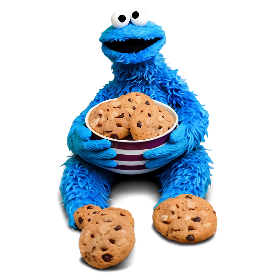 Cookie Monster Enjoying Cookies Png 05212024 PNG image